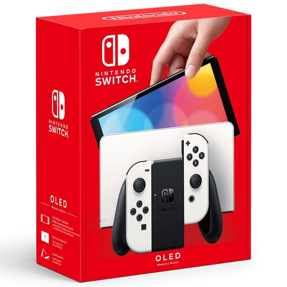 Nintendo Switch OLED 64GB Branco - 1 Par de Controles Joy-Con 7.0” - Adoro  Promoção