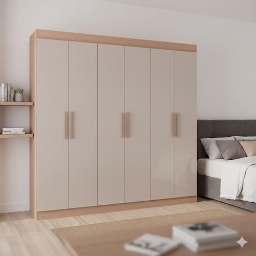 Guarda-Roupa Casal Bartira Ville com 6 Portas e 2 Gavetas