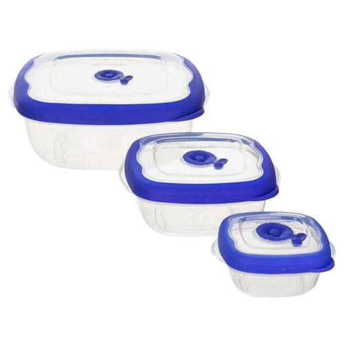 Conjunto de Potes Quadrados 3 Peças Sanremo em Polipropileno – Transparente/Azul é boa?