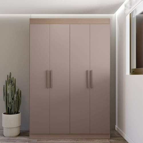 Guarda-Roupa Bartira Ville com 4 Portas, 2 Gavetas e 2 Prateleiras - 134cm de largura