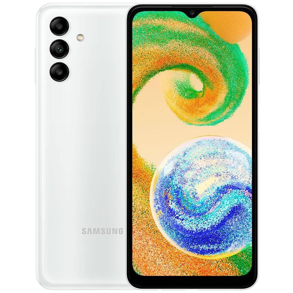 Smartphone Samsung Galaxy A04s Branco 64GB, 4GB RAM, Processador Octa-Core, Câmera Tripla Traseira, Selfie de 5.0 MP, Tela Infinita de 6.5" 90 Hz