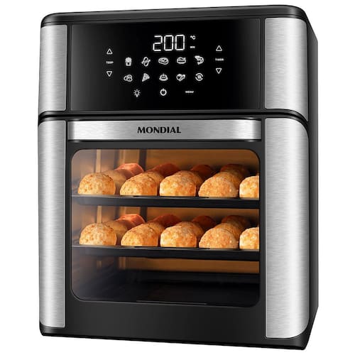 Fritadeira Elétrica Sem Óleo Air Fryer Oven 2 em 1 Mondial AFO-12L-BI 12L Digital – Preta/Inox