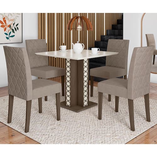 Conjunto Sala de Jantar Mesa e 6 Cadeiras Kate Espresso Móveis