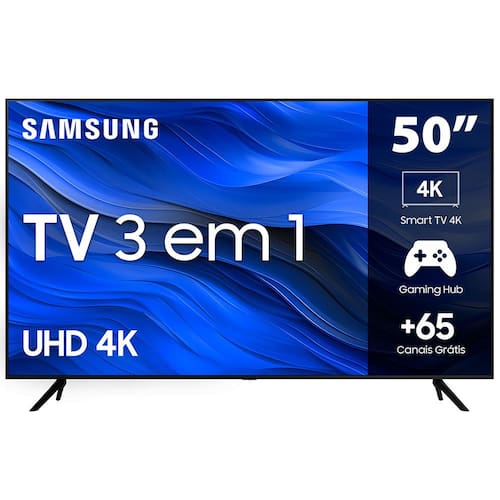 Smart TV 50" UHD 4K Samsung 50CU7700, Processador Crystal 4K, Samsung Gaming Hub, Visual Livre de Cabos, Tela sem limites, Alexa built in