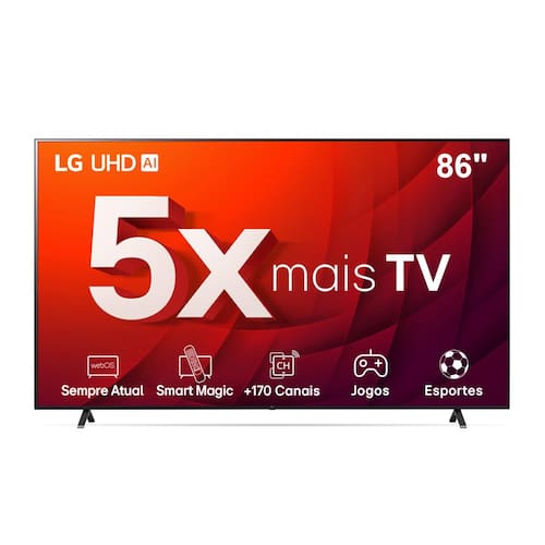 Smart TV 86" 4K LG 86UR8750PSA com processador ThinQ AI, WebOS, AI Brightness Control, HDR, Bluetooth, Alexa Built In e Controle Smart Magic Menor preço em Smart TV 86" 4K LG 86UR8750PSA com processador ThinQ AI, WebOS, AI Brightness Control, HDR, Bluetooth, Alexa Built In e Controle Smart Magic