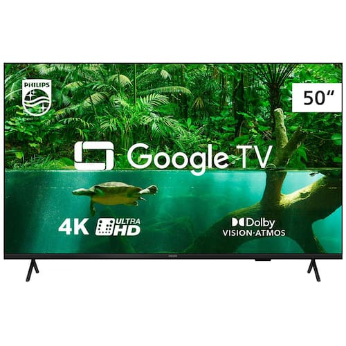 Smart TV 50" UHD 4K Philips 50PUG7408/78, Google TV, HDR10+, Dolby Vision, Dolby Atmos, Bluetooth 5.0 e Chromecast Integrado