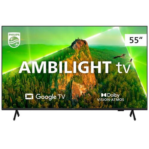 Smart TV 55" UHD 4K Philips 55PUG7908/78, Google TV, Ambilight, Comando de Voz Integrado, Dolby Vision, Dolby Atmos, Wifi e Bluetooth 5.0