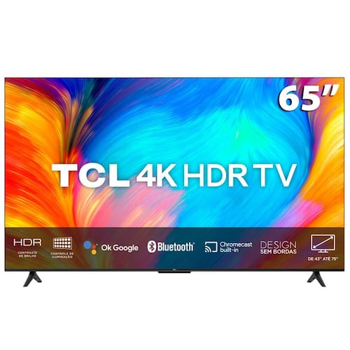 Smart TV LED 65" 4K UHD TCL P635 Google TV, Dolby Audio, HDR10+, WiFi Dual Band, Bluetooth Integrado, Chromecast e Google Assistente