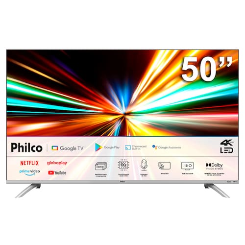 Smart TV DLED 50” UHD 4K Philco PTV50G2SGTSSBL HDMI USB Wi-Fi Google TV