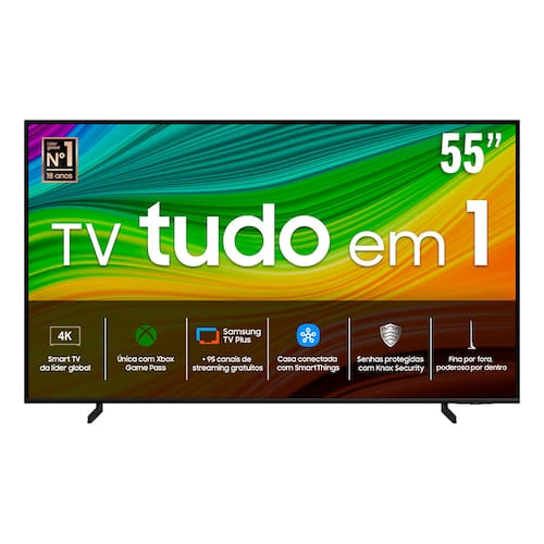 Smart TV 55" QLED 4K Samsung 55Q60D, Tecnologia de Pontos Quânticos, Design AirSlim, Gaming Hub, AI Energy Mode, Som em Movimento Virtual, Alexa