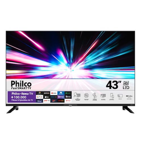 Smart TV 43” Philco PTV43G7ER2CPBLF Tela DLed Processador Quad-Core Conversor Integrado HDMI USB Wi-Fi Roku Menor preço em Smart TV 43” Philco PTV43G7ER2CPBLF Tela DLed Processador Quad-Core Conversor Integrado HDMI USB Wi-Fi Roku