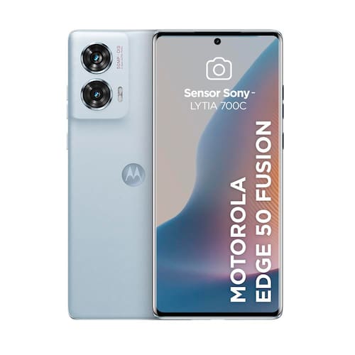 Smartphone Motorola Edge 50 Fusion 5G Ligth Blue 256GB, Tela 6.7”, 8GB RAM, Câmera com Moto AI, IP68 e Processador Snapdragon