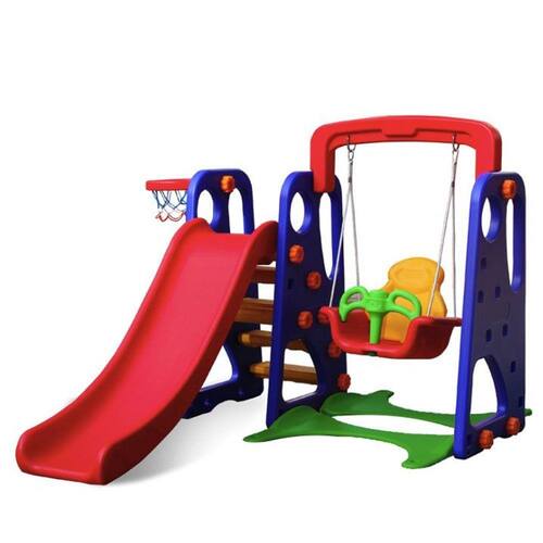 Playground Completo Criança Feliz 3 em 1, Escorregador com Balanço e Cesta de Basquete BARZI Menor preço em Playground Completo Criança Feliz 3 em 1, Escorregador com Balanço e Cesta de Basquete BARZI