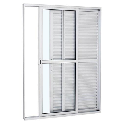 Menor preço em Porta-Balcão de Correr Veneziana Sasazaki Alumifort em Alumínio 3 Folhas 2,16mx1,20mx13cm Branco Direita