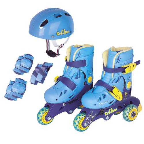 Patins Tri-Line/In-Line Ajustável Aces Fenix 30-33 - Azul Menor preço em Patins Tri-Line/In-Line Ajustável Aces Fenix 30-33 - Azul