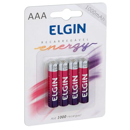 Pilha Recarregável AAA 1000 Mah Blister Com 4 82171 Elgin Menor preço em Pilha Recarregável AAA 1000 Mah Blister Com 4 82171 Elgin