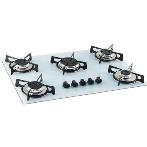Cooktop a Gás Fischer 5 Queimadores Vidro Branco Ponto